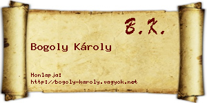 Bogoly Károly névjegykártya